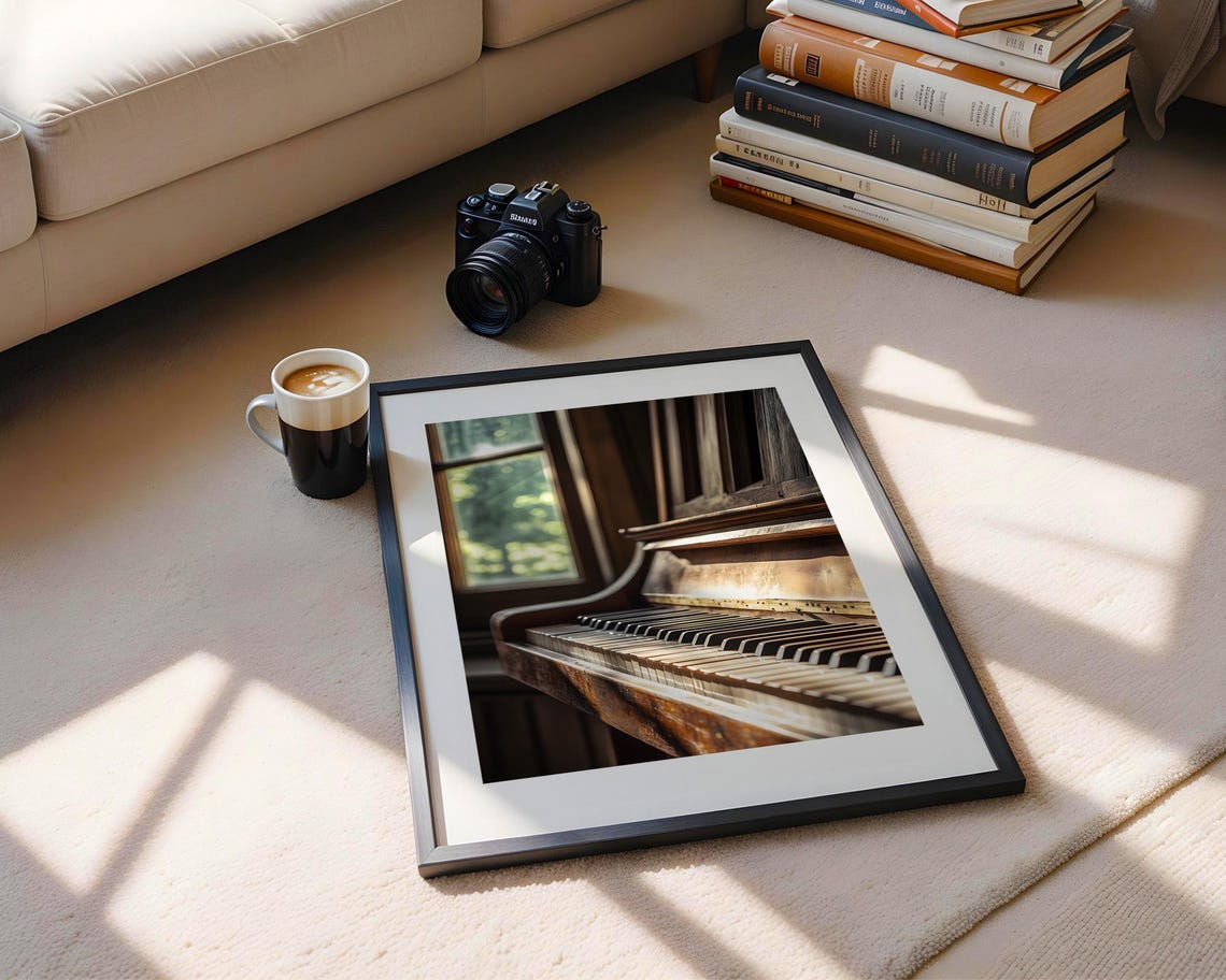 Antique Piano Keys Window Light Music Room Nostalgic Art Poster - Image 4