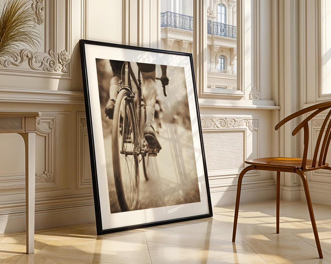 Vintage Bicycle Race Pedaling Sepia Photo Retro Cycling Art Poster - Image 3