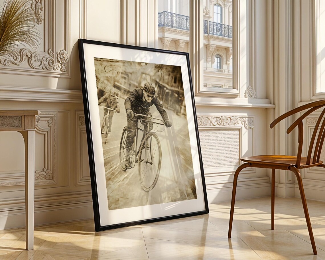 Retro Cyclists Racing Motion Sepia Sport Vintage Bike Race Poster - Image 4