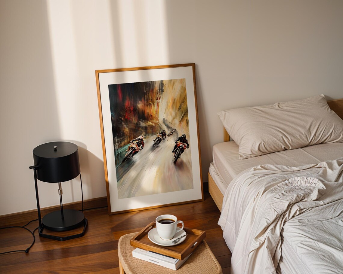Motorcycle Racers Speeding Motion Blur Dynamic Racing Sports Poster - Image 2