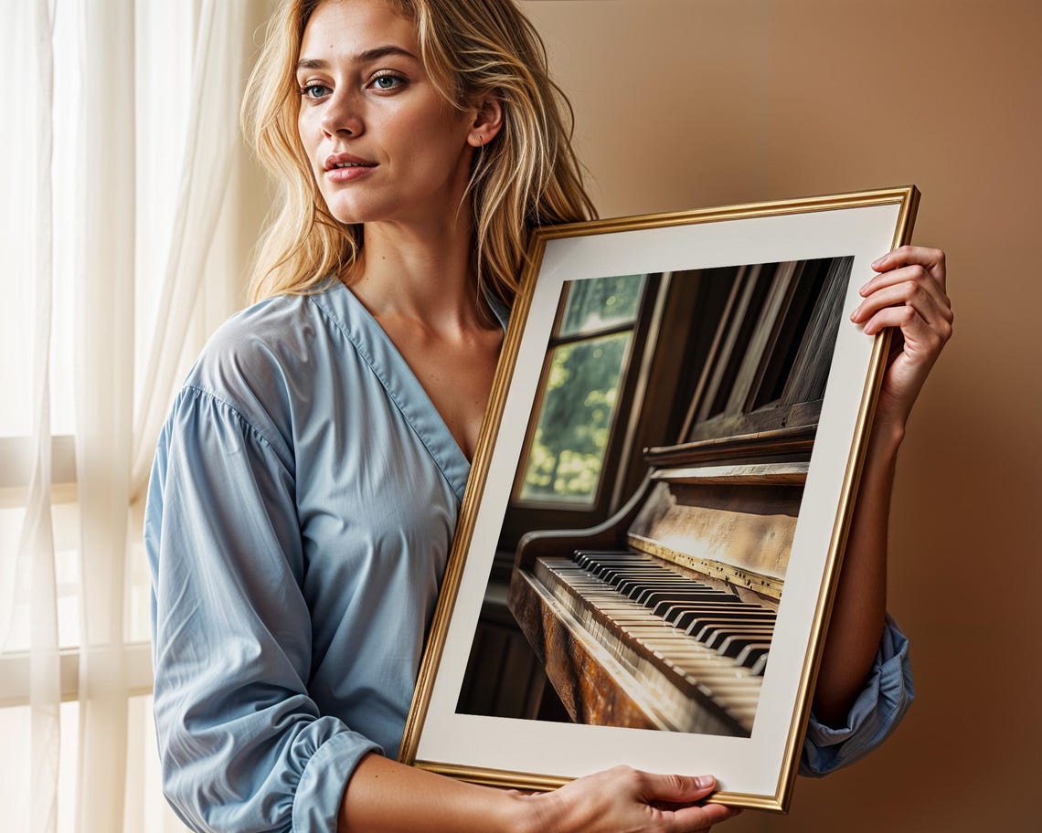 Antique Piano Keys Window Light Music Room Nostalgic Art Poster - Image 2