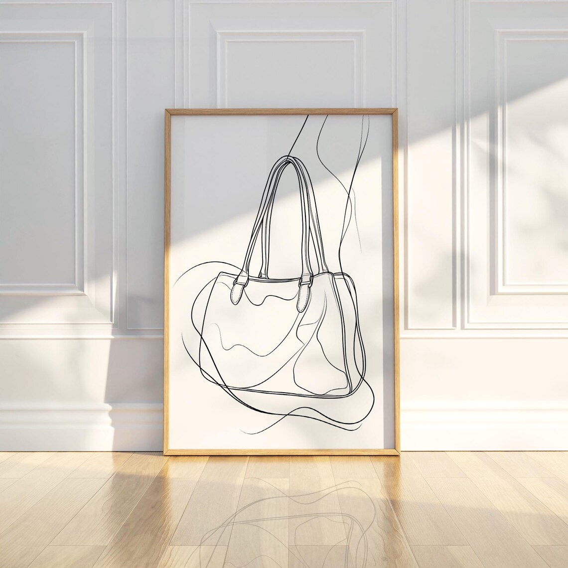 Elegant Minimalist Handbag Line Art Fashion Sketch Drawing Poster