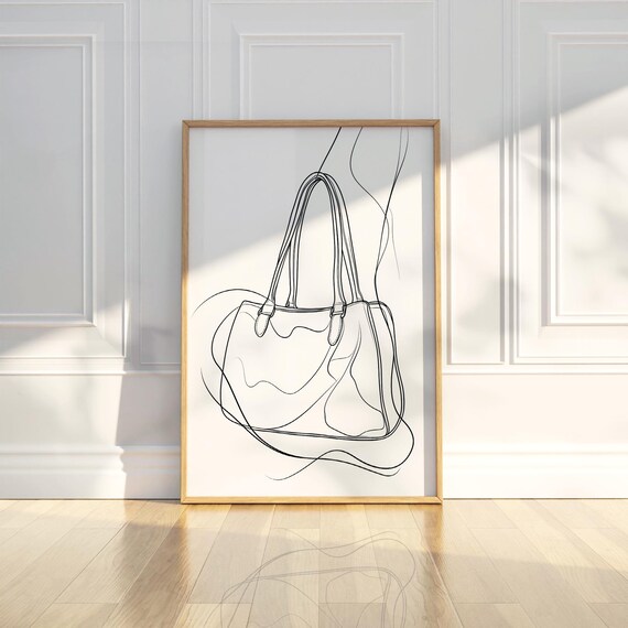 Elegant Minimalist Handbag Line Art Fashion Sketch Drawing Poster