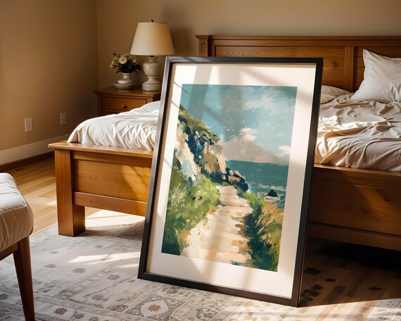 Coastal Cliff Path Impressionist Sea View Ocean Walkway Poster