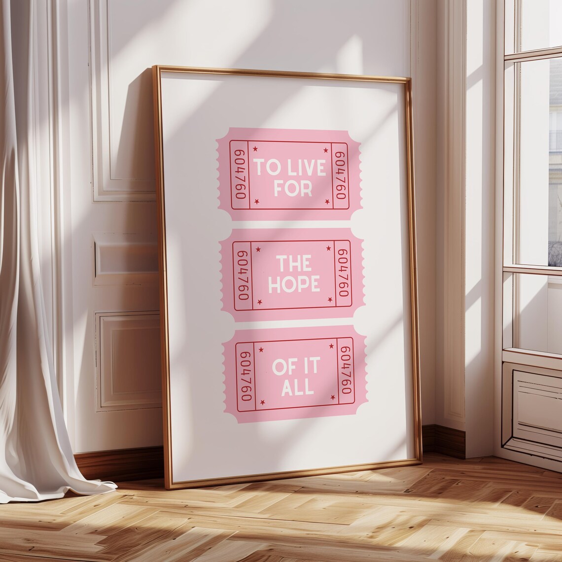 To Live For The Hope Of It All Pink Ticket Stub Concert Quote Poster - Image 2