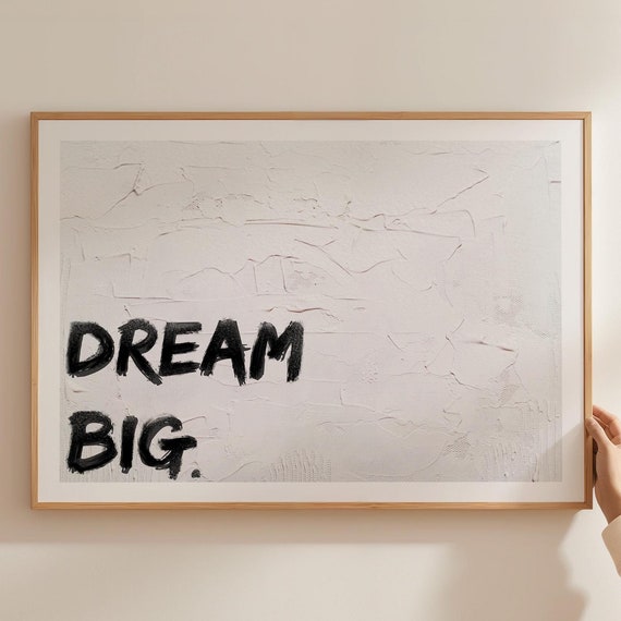 Dream Big Print Motivational Trendy Home Decor Cute Positive Quote Poster Living Room Wall Art Dorm Preppy Inspiring