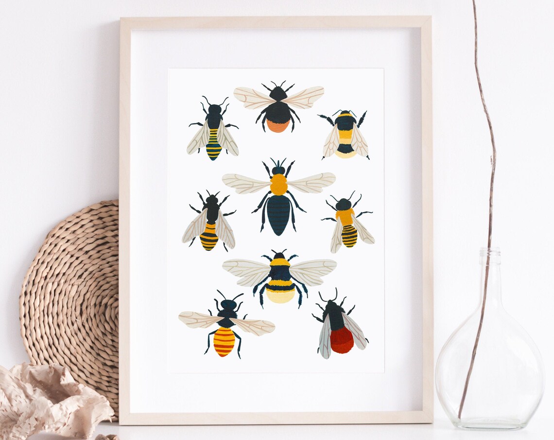 British Bee Species Art Print, Bumblebee Nursery Decor - Image 5
