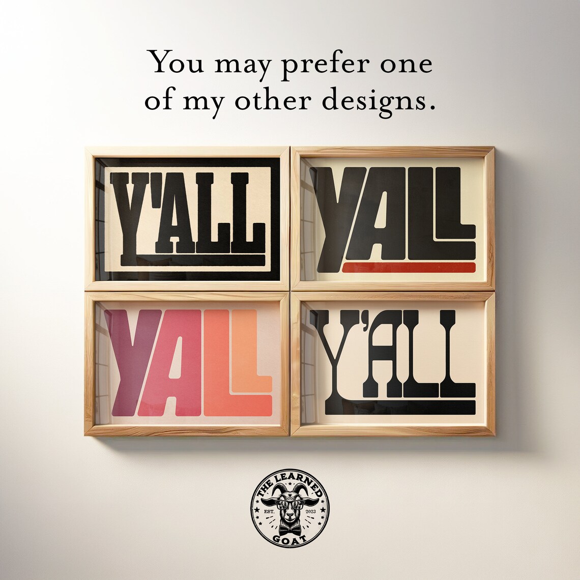 Y'All Black Serif Red Underline Bar Cream Graphic Farmhouse Poster - Image 4
