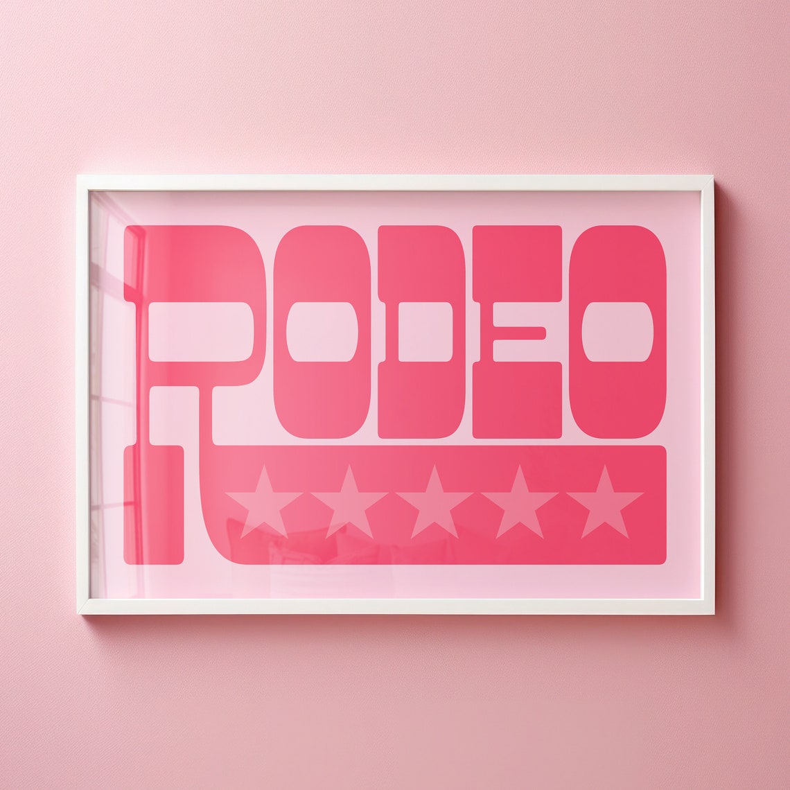 Hot Pink Rodeo Typography Star Stripe Retro Cowgirl Style Poster