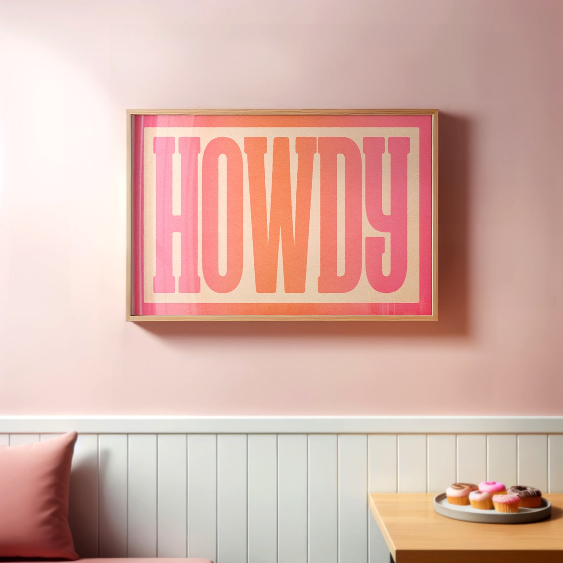 Howdy Pink Orange Gradient Sunset Typography Modern Wall Poster - Image 3