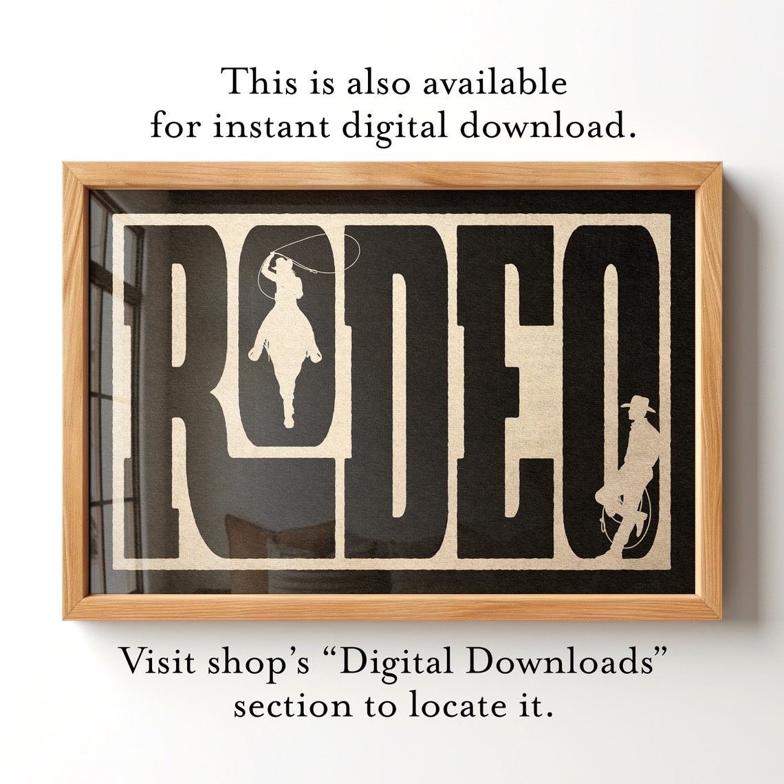 Rodeo Black Typography Cowboy Lasso Silhouette Western Wall Art - Image 4