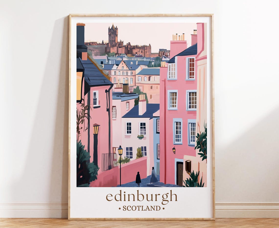 Edinburgh Scotland Historic Cityscape Travel Poster