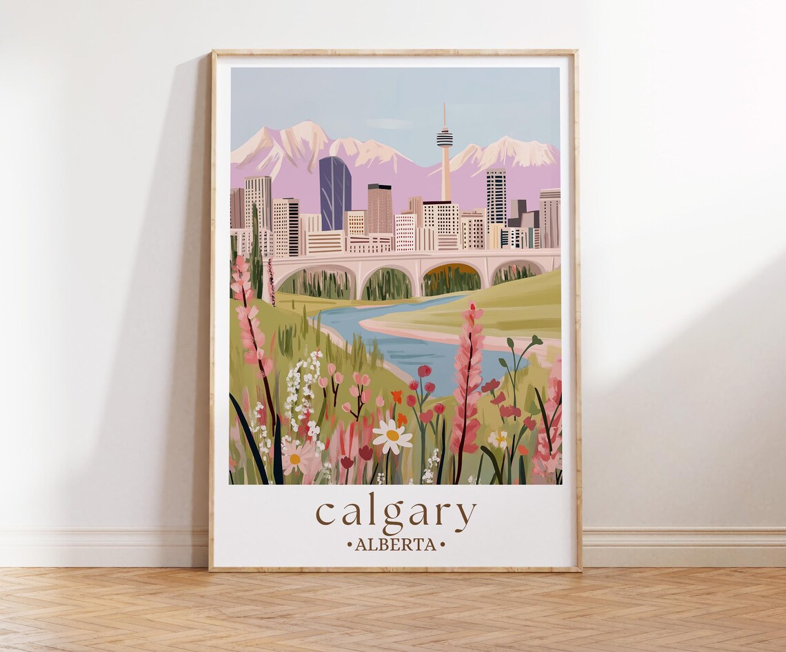 Calgary Travel Poster, Canada Mountains Art Print