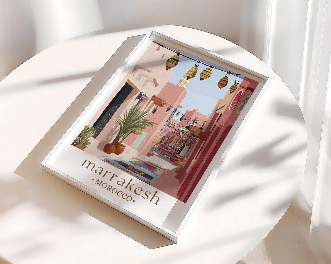 Marrakesh Morocco Travel Poster, Market Culture - Image 3