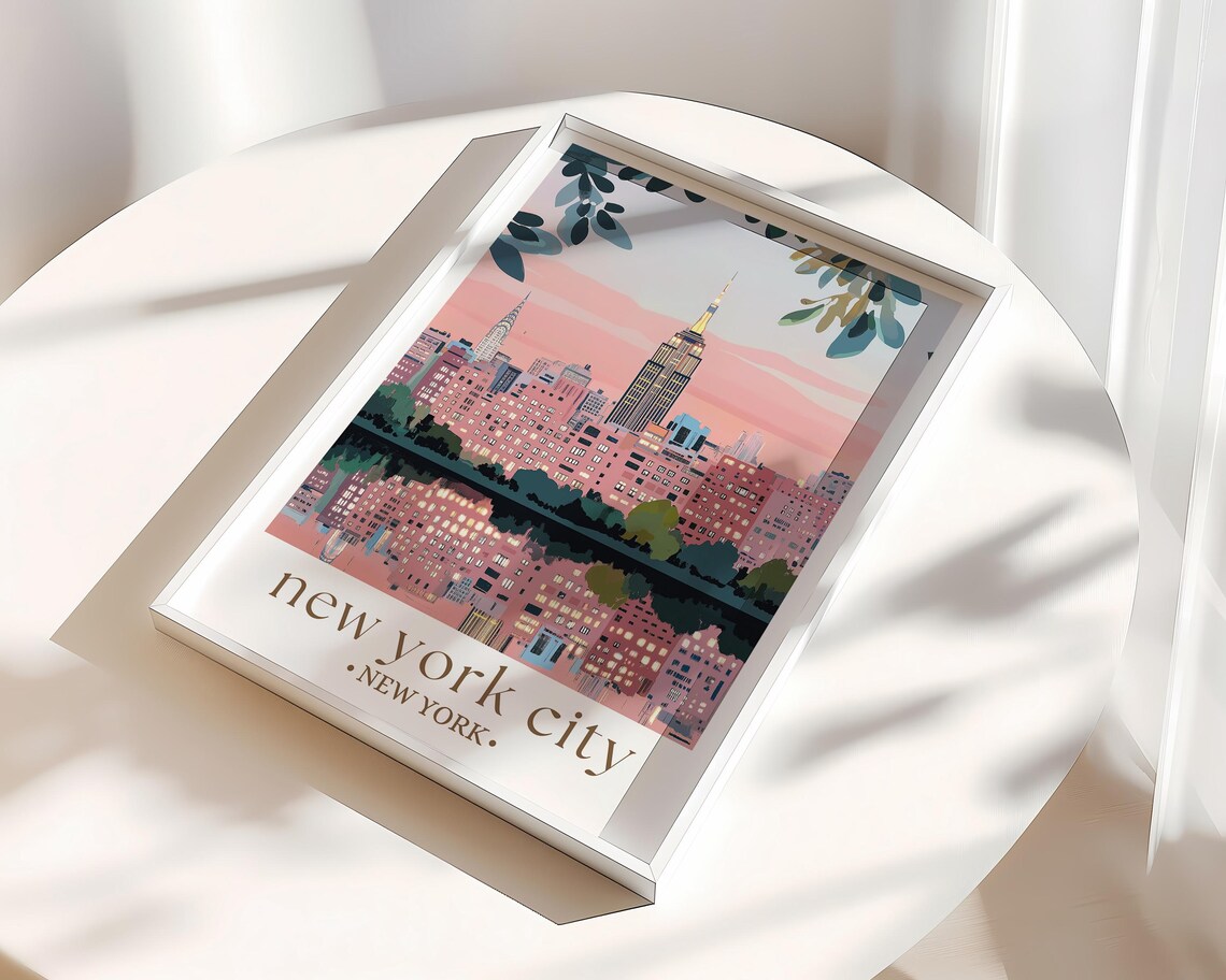 New York City Travel Poster, Retro Manhattan Skyline - Image 2