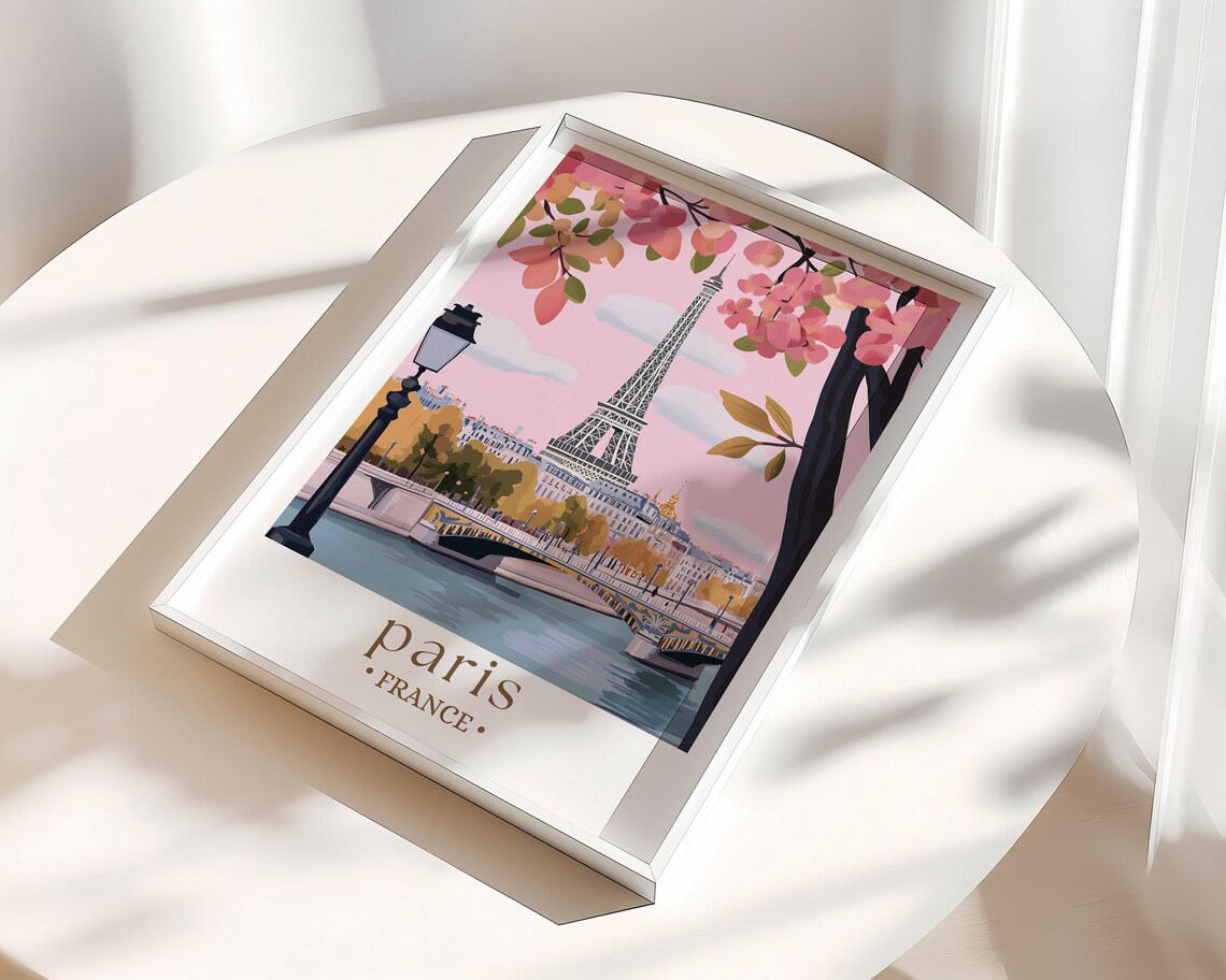Pastel Paris Travel Poster, Eiffel Tower Print - Image 3