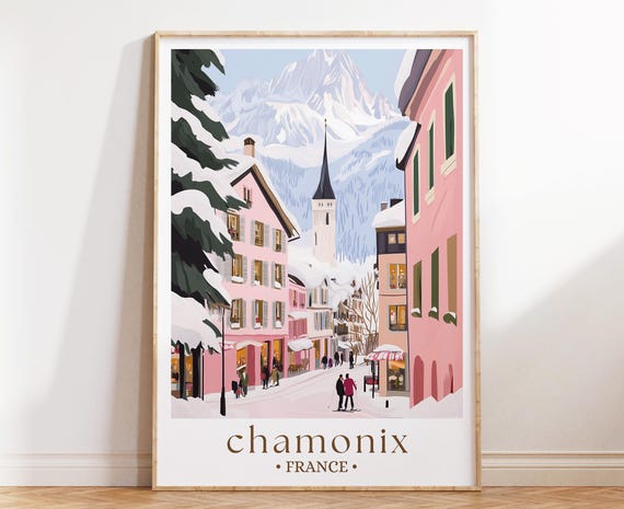 Chamonix France Poster, Illustrated Travel Art