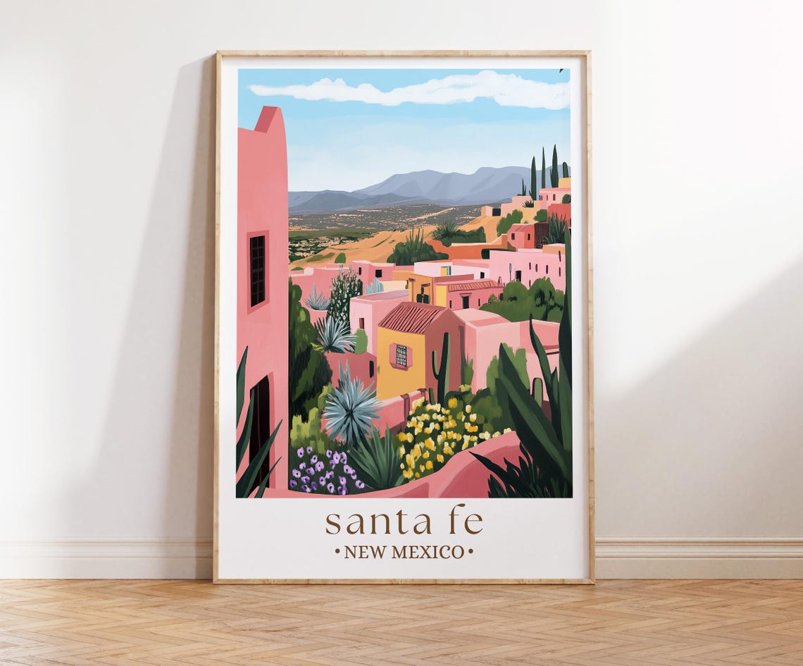 Santa Fe New Mexico Travel Wall Art Poster Print New Mexico Travel Poster Land Of Enchantment State Print Desert Landscape Art