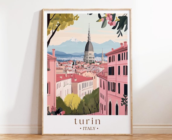 Turin Italy Mole Antonelliana Dome City Skyline Travel Poster