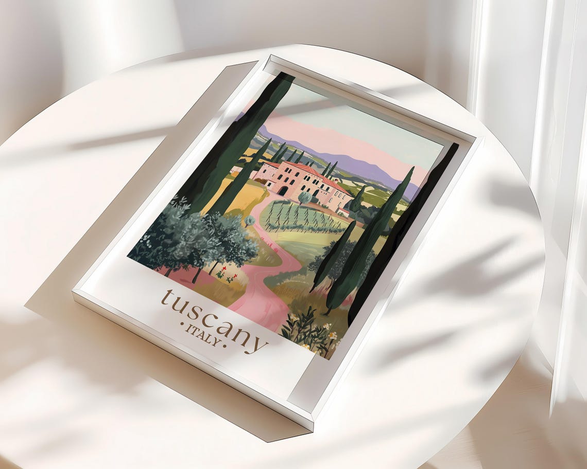 Tuscany Italy Travel Poster Italy Wall Art Italy Tuscany Print Tuscany Poster Home Decor Custom Travel Print Honeymoon Gift - Image 3
