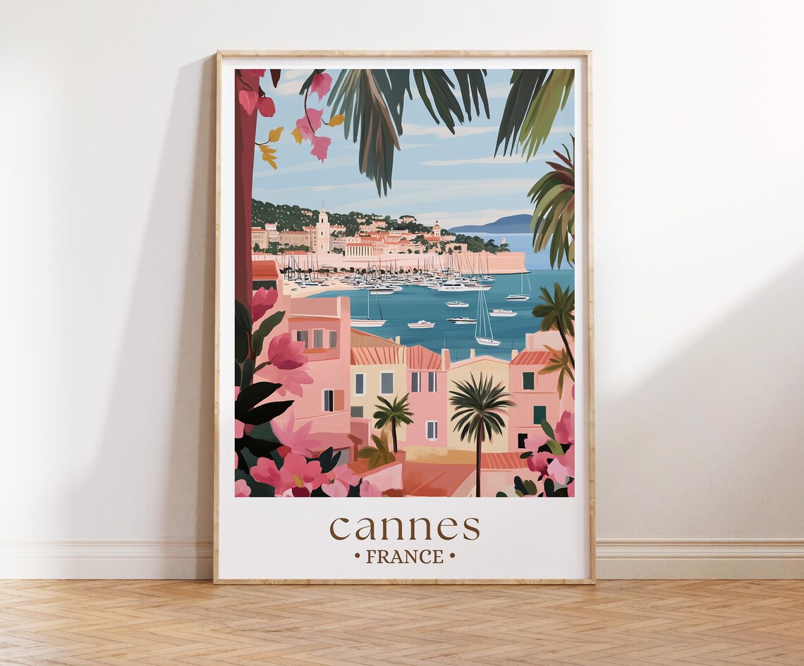 Cannes Travel Poster, France City Wall Art Print