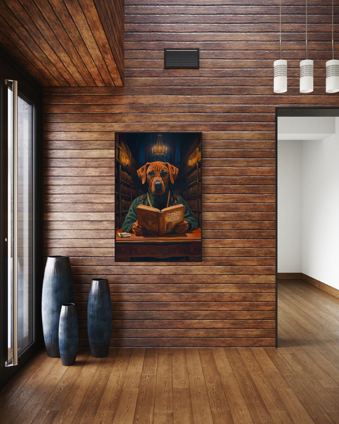 Rhodesian Ridgeback Reading How to Train Humans Book Library Poster - Image 5