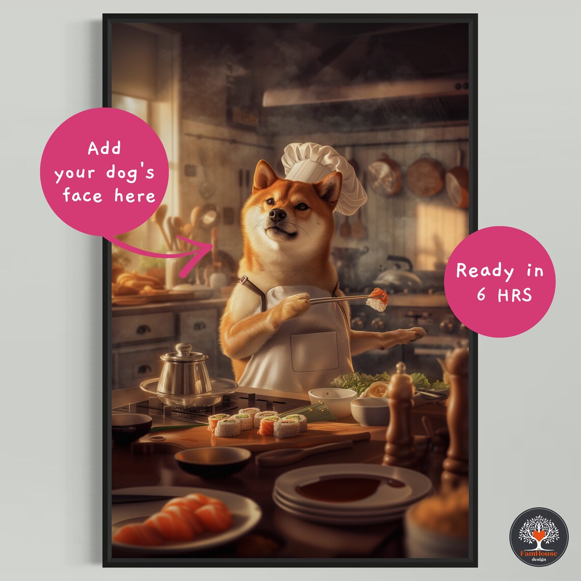 Custom Shiba Inu Dog Cooking, Funny Kitchen Art Print - Image 6