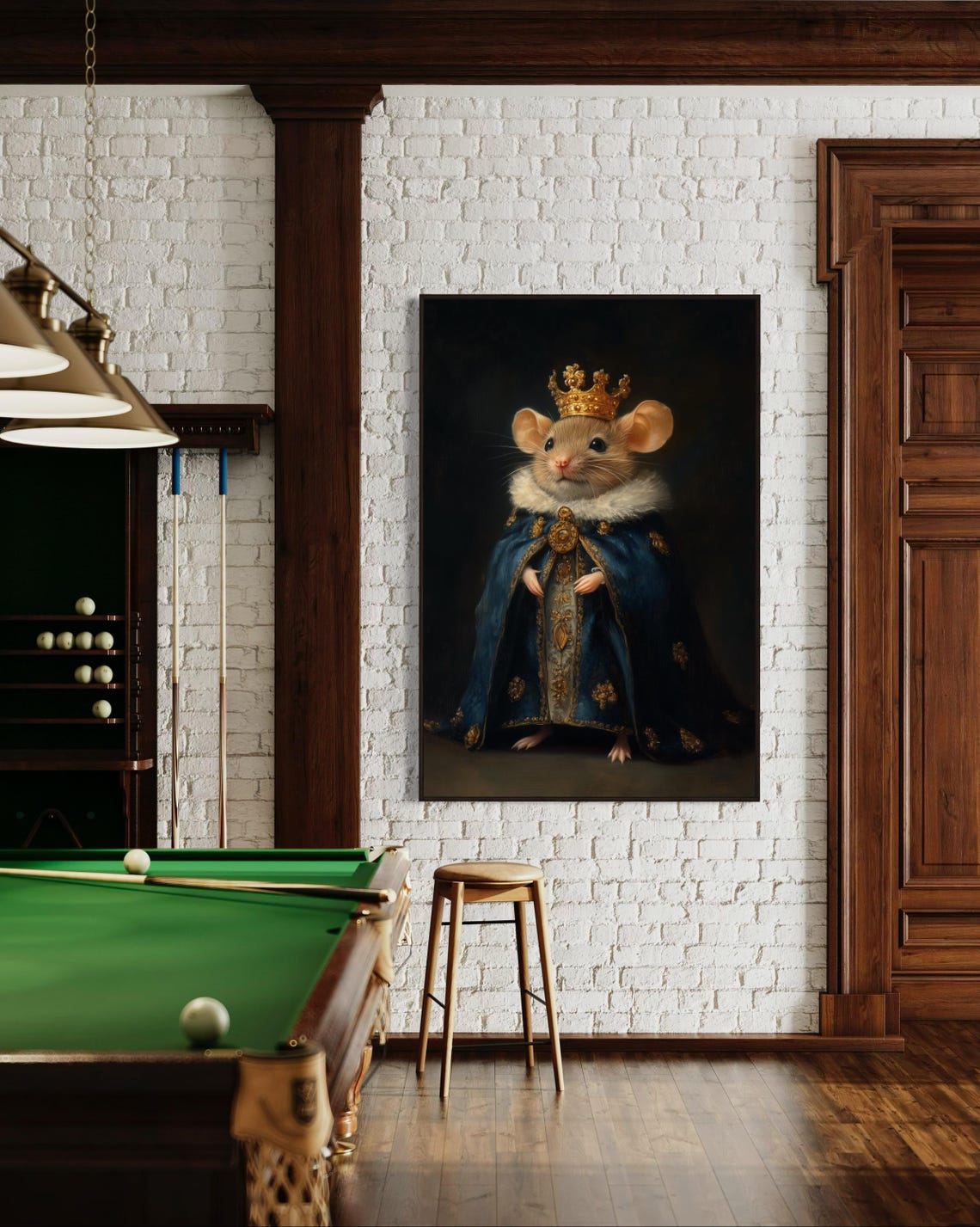 Mouse King in Blue Ermine Cape with Golden Crown Portrait Poster - Image 3