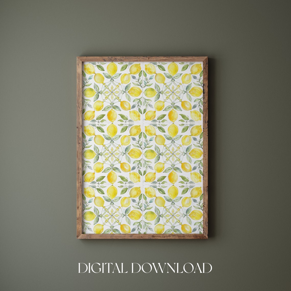 Yellow Lemon Tile Pattern Mediterranean Kitchen Summer Wall Art - Image 4