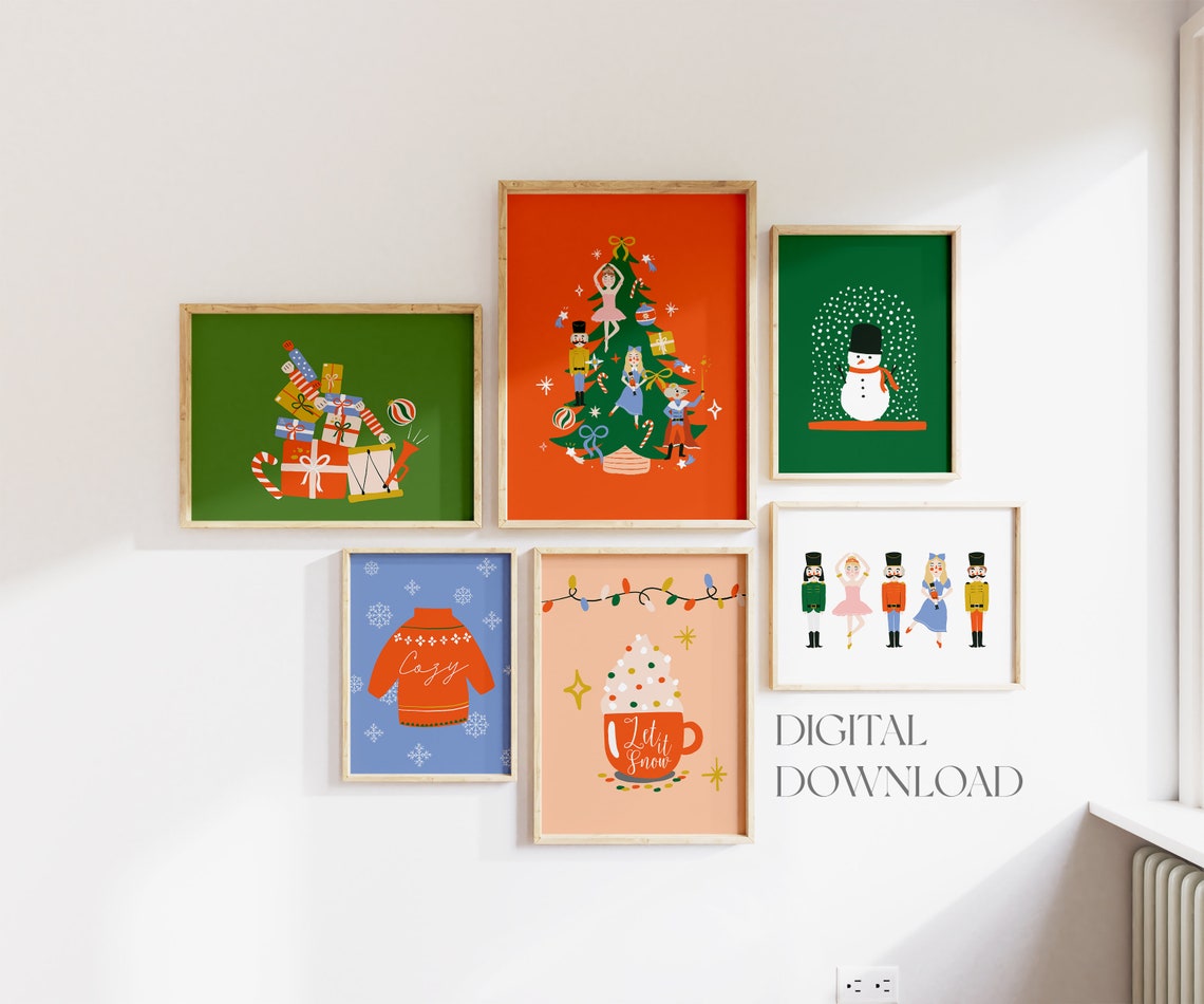 Retro Colorful Christmas String Lights Holiday Wall Decor Poster - Image 2