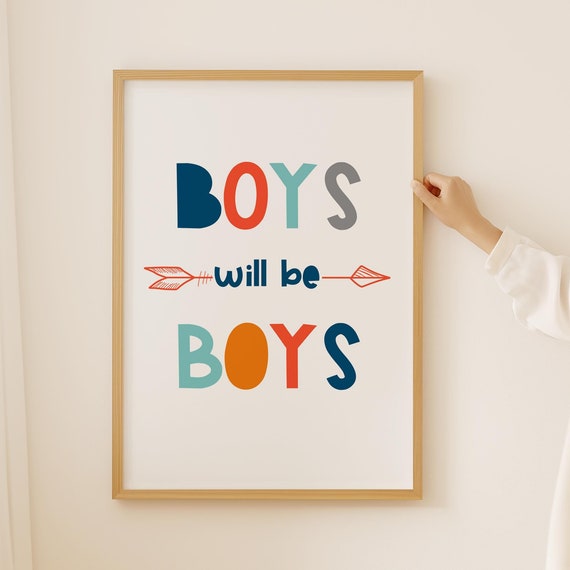 Nursery Quote Print for Boys, Navy Blue
