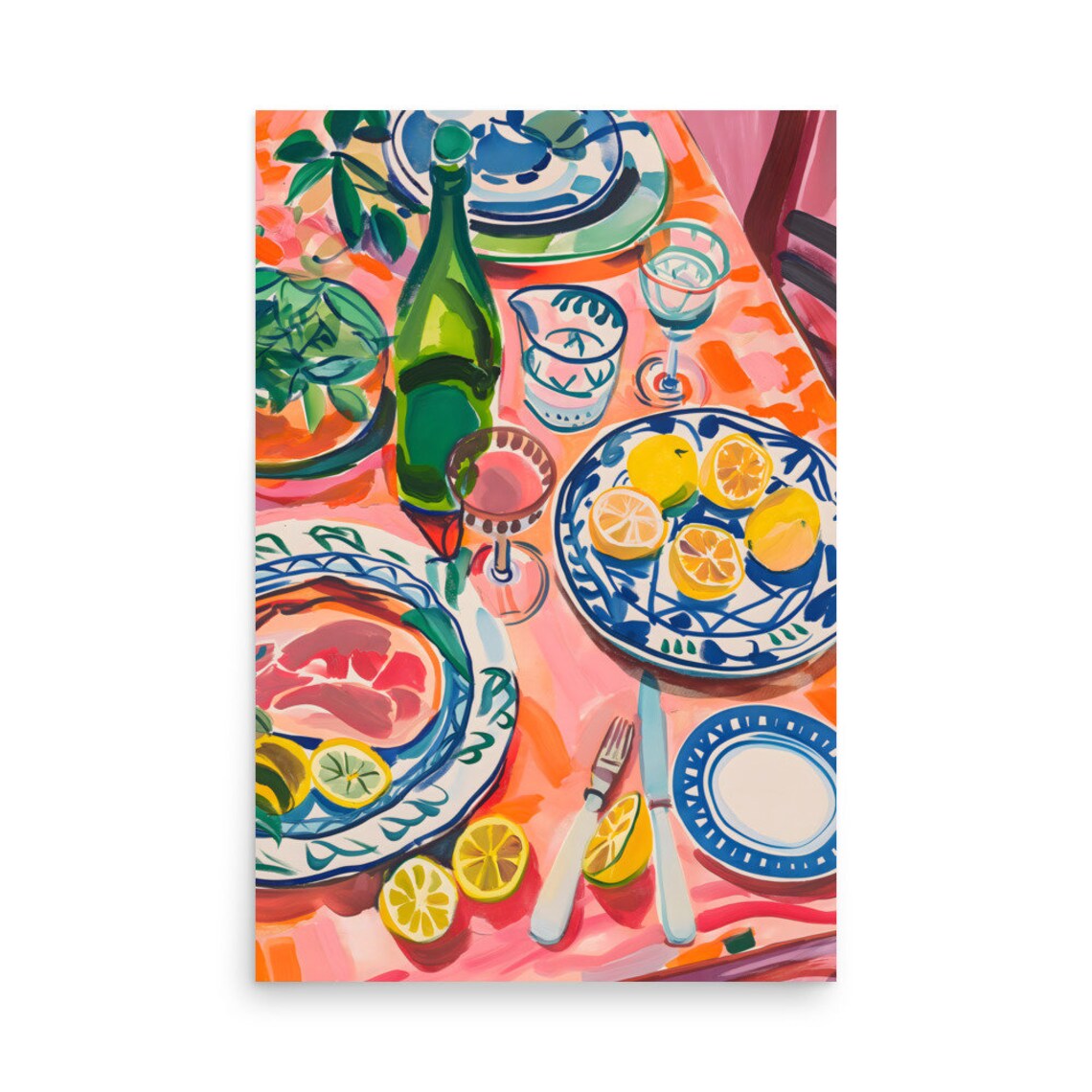 Dinner Party Food Print, Retro Kitchen Poster - Image 3