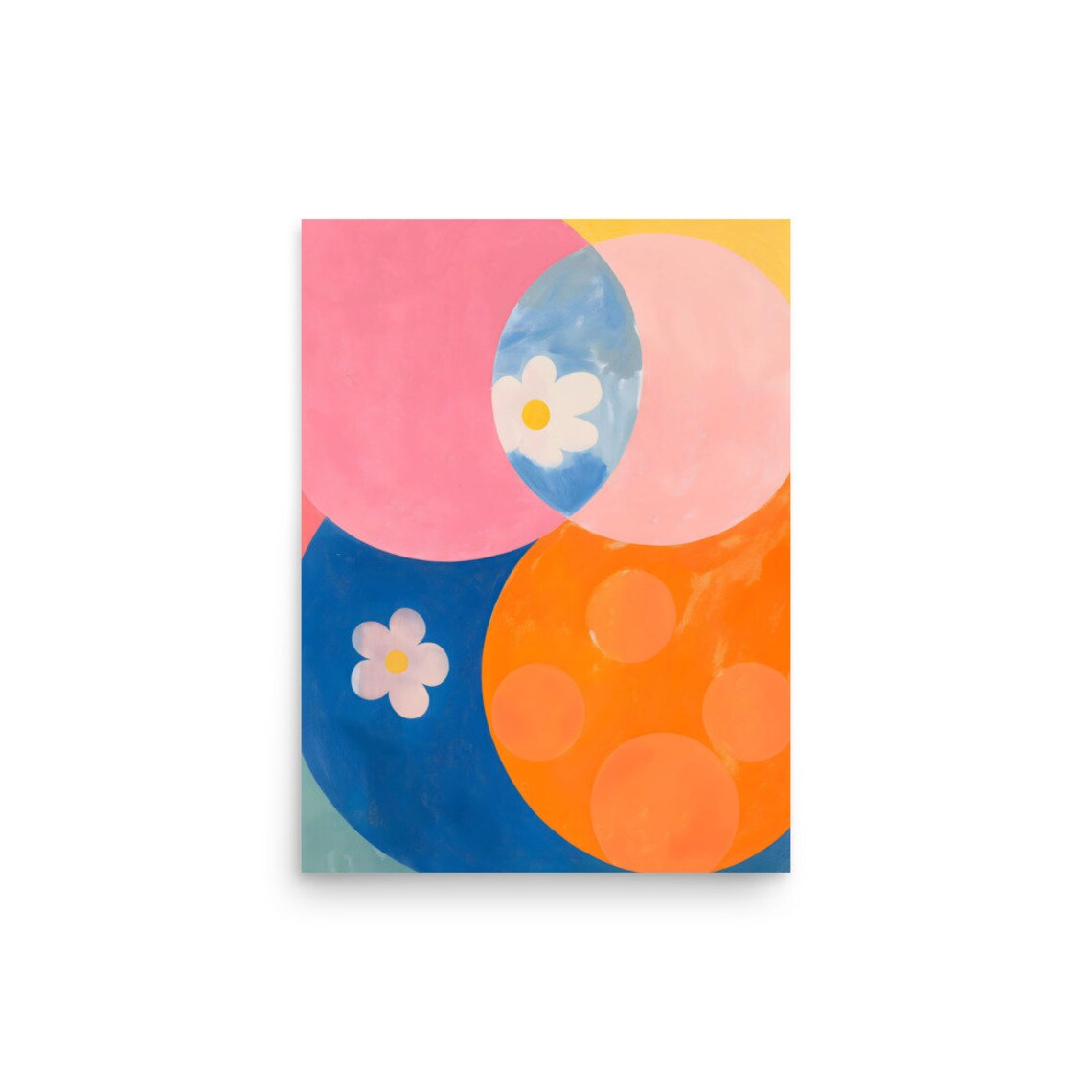 Hilma af Klint Style Bold Circles Flowers Pink Blue Orange Poster - Image 3