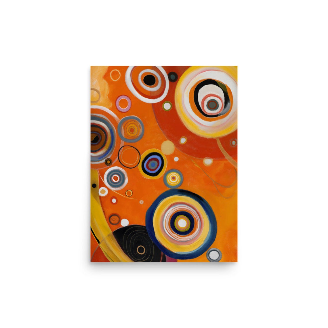 Kandinsky Style Concentric Circles Warm Orange Abstract Art Poster - Image 3