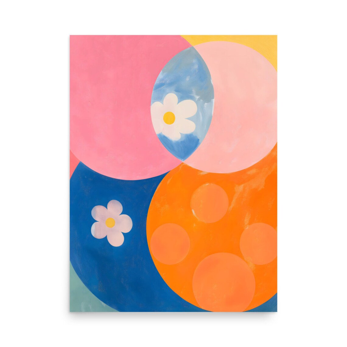 Hilma af Klint Style Bold Circles Flowers Pink Blue Orange Poster - Image 5