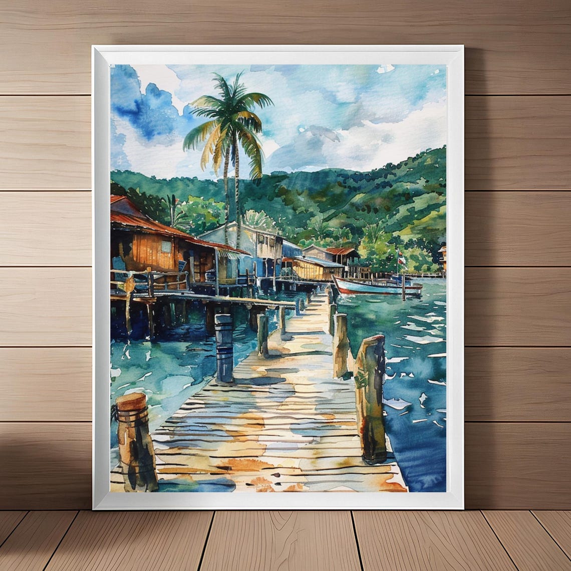 Roatan Honduras Watercolor Art Print Coxen Hole Seascape