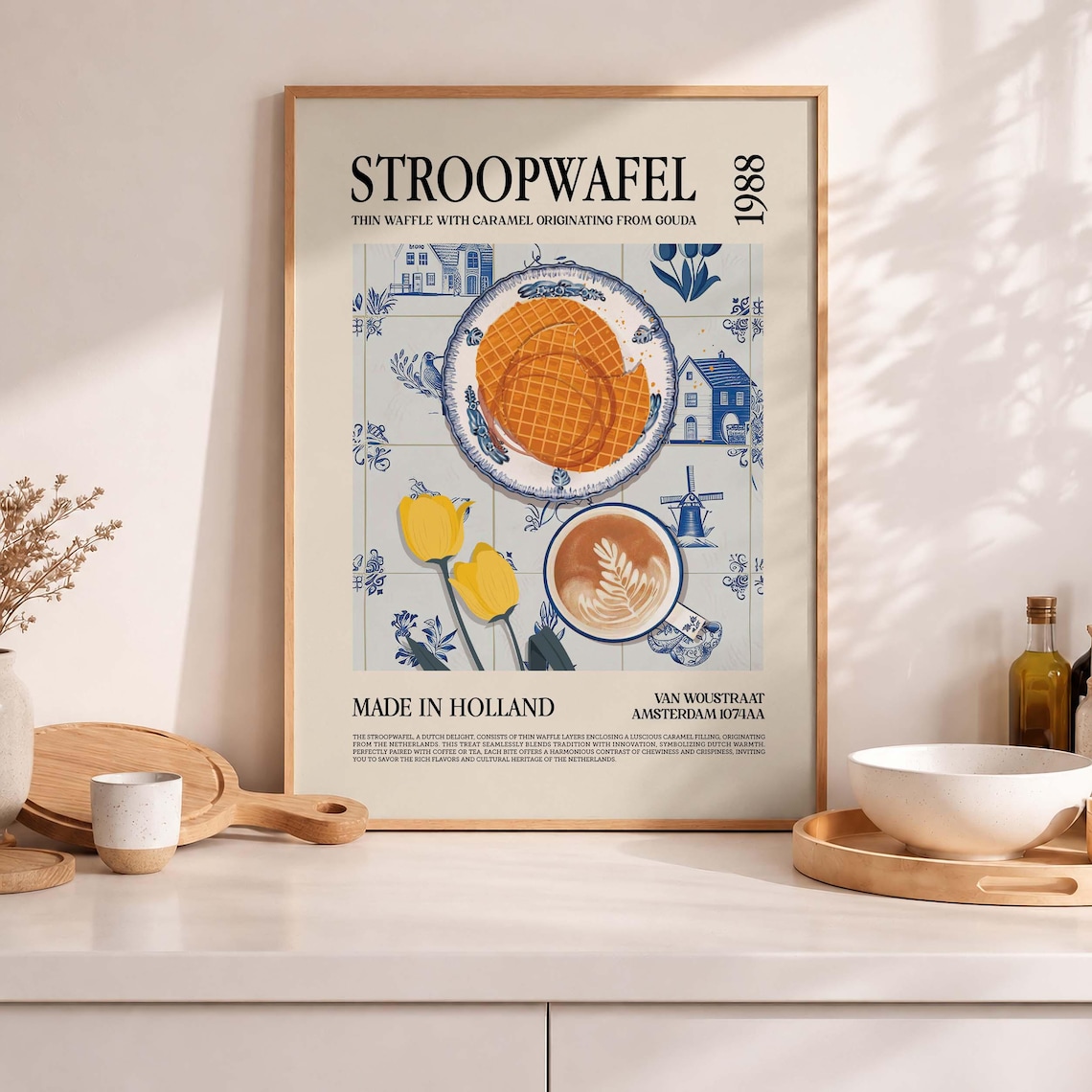 Stroopwafel Art Print, Dutch Waffle Cookie