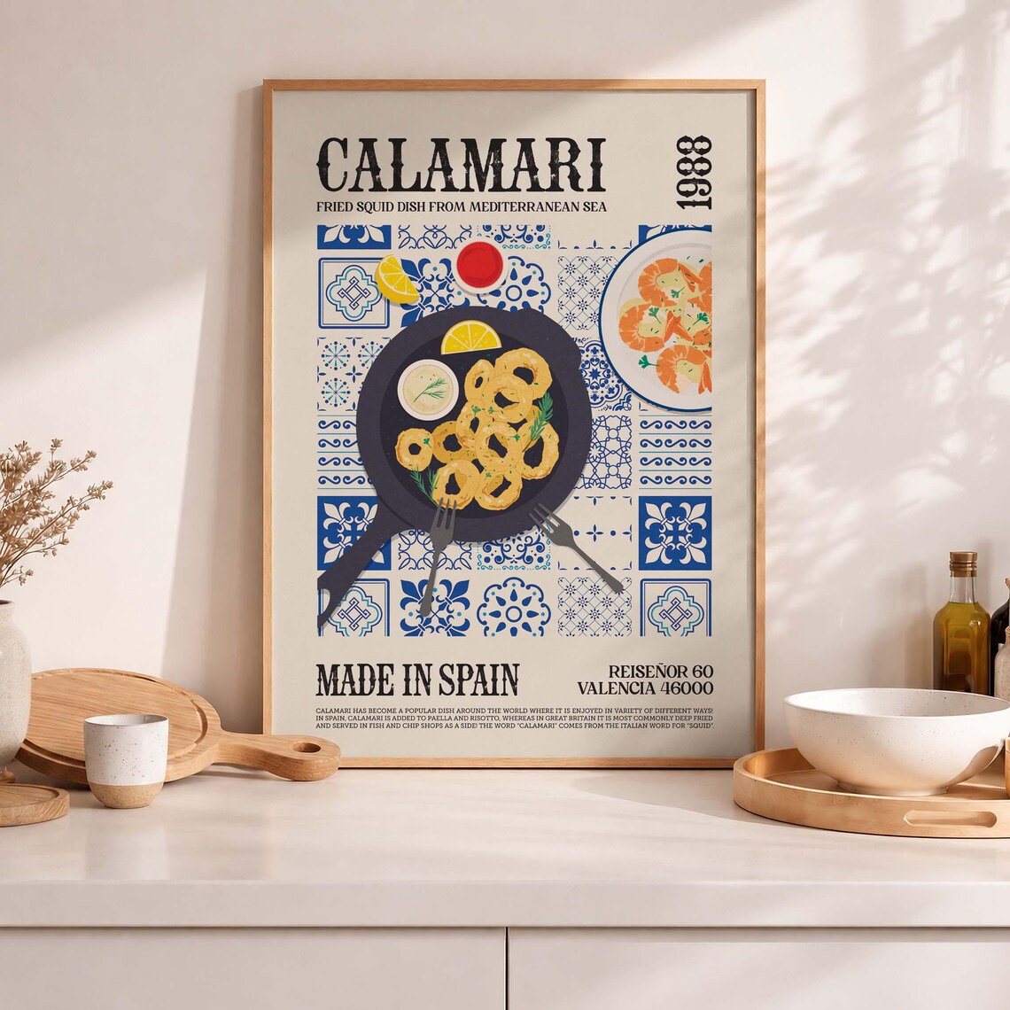 Calamari Art Print, Spain Cuisine Poster