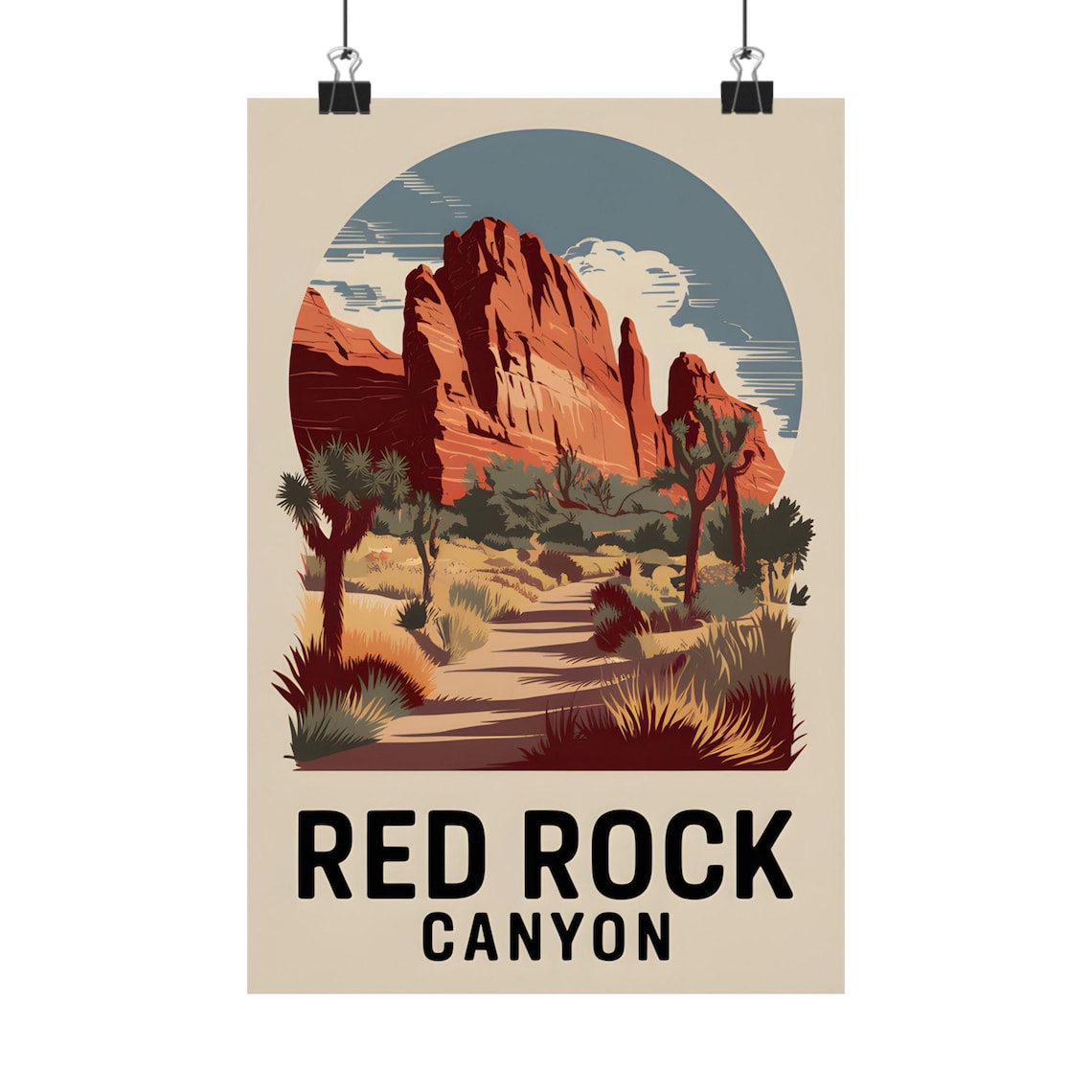 Red Rock Canyon Travel Poster, Desert Landscape