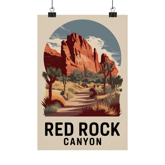 Red Rock Canyon Travel Poster, Desert Landscape