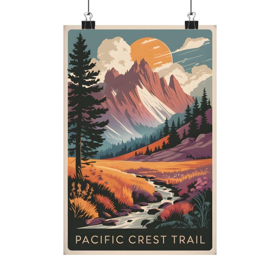 Pacific Crest Trail Art Print Mountain Landscape Poster Outdoor Decor Adventure Hiking Gift Wall Nature Lover Home