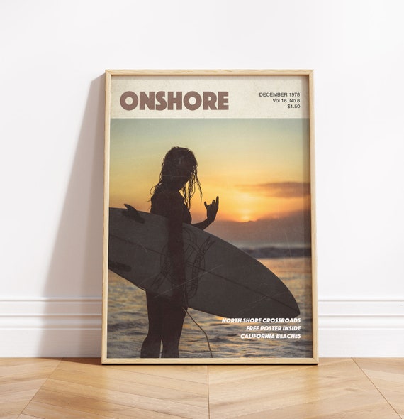 Vintage Surf Magazine Cover Poster Surfer Girl Wall Art