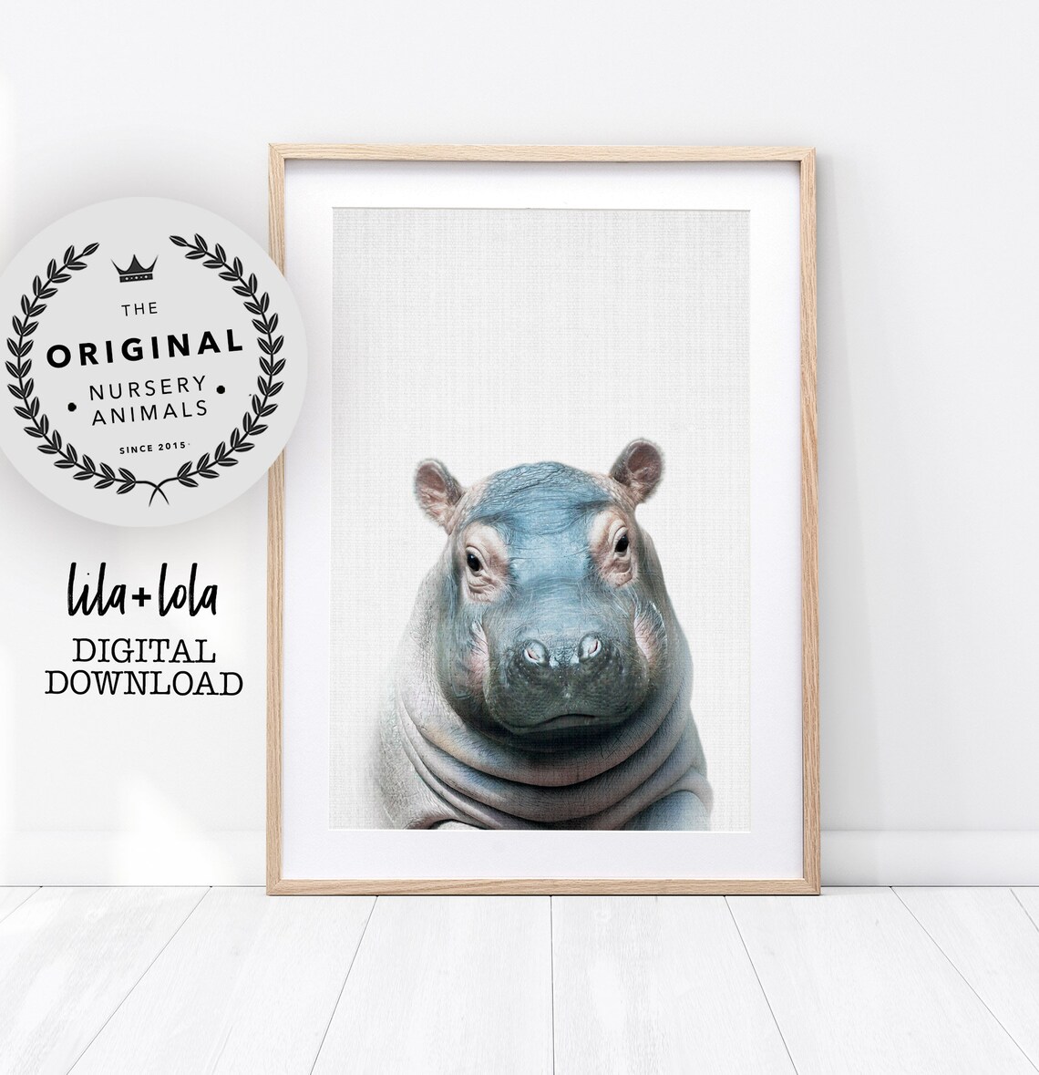 Hippo Nursery Art Print, Baby Animal Safari Decor