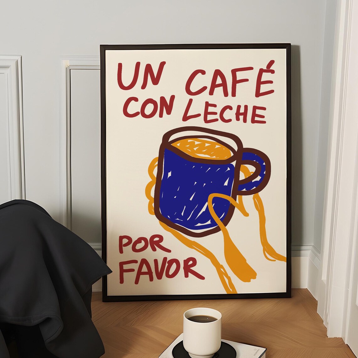 Un Cafe Con Leche Retro Spanish Coffee Art Print