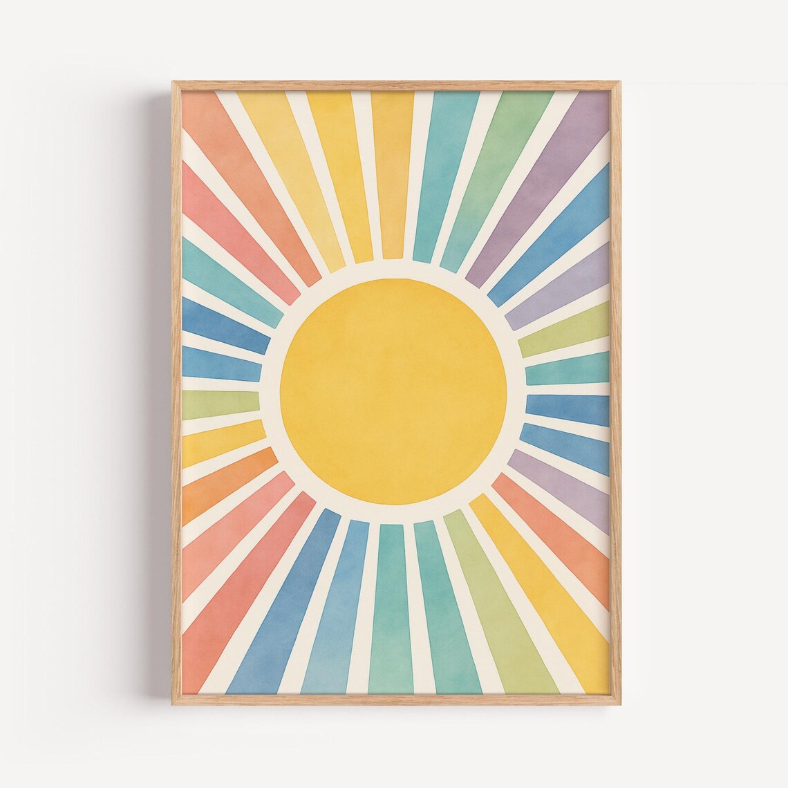 Boho Rainbow Sun Watercolor Nursery Decor Poster - Image 3