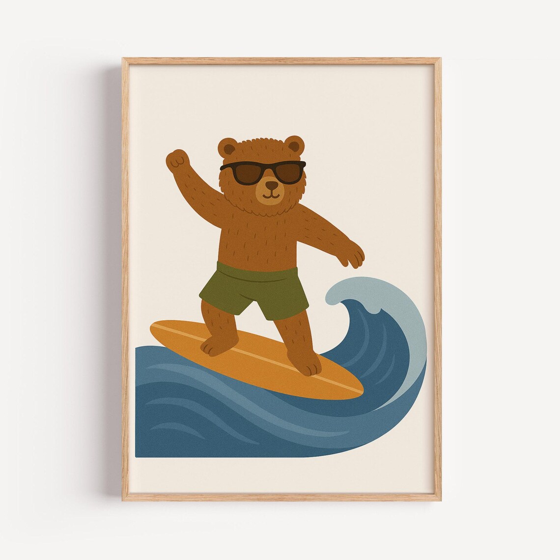 Surfing Bear Beach Animal Nursery Decor Poster - Image 3