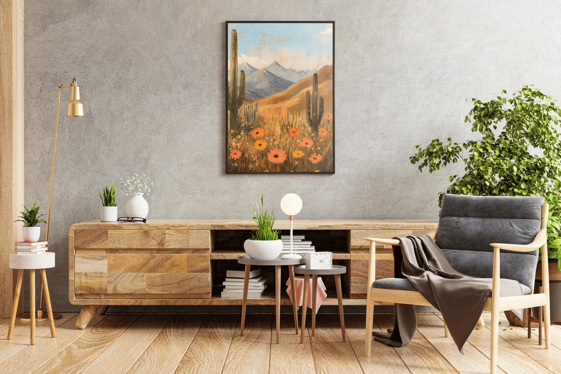 Desert Wildflowers Saguaro Golden Bloom Sunny Southwest Wall Art - Image 5