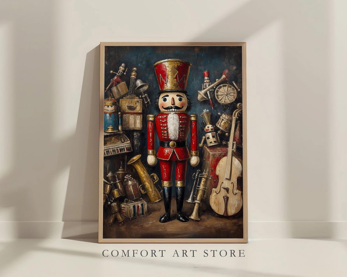 Nutcracker Soldier Surrounded by Vintage Brass Instruments Wall Art - Image 7
