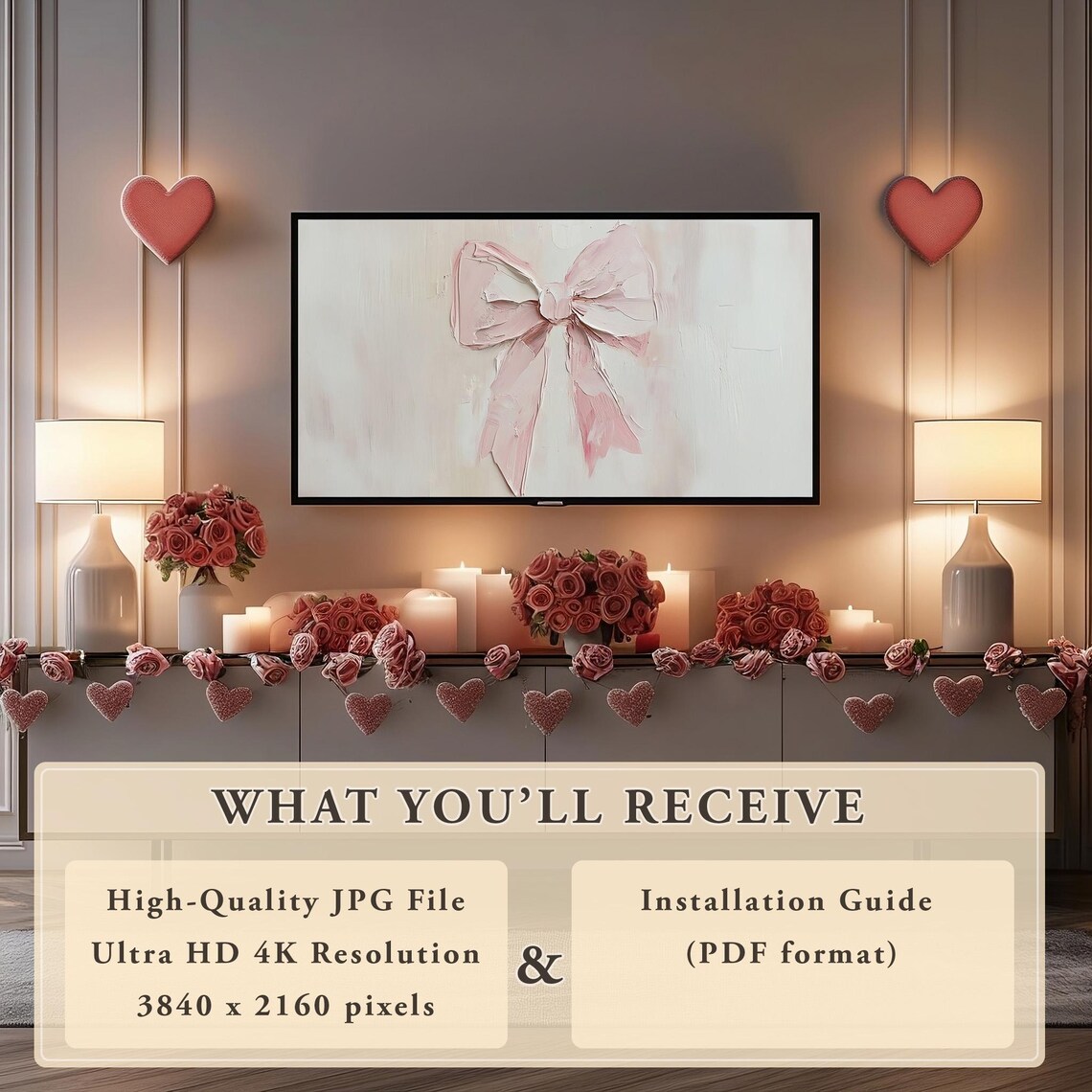 Valentines Day Coquette Pink Bow Art Print - Image 6