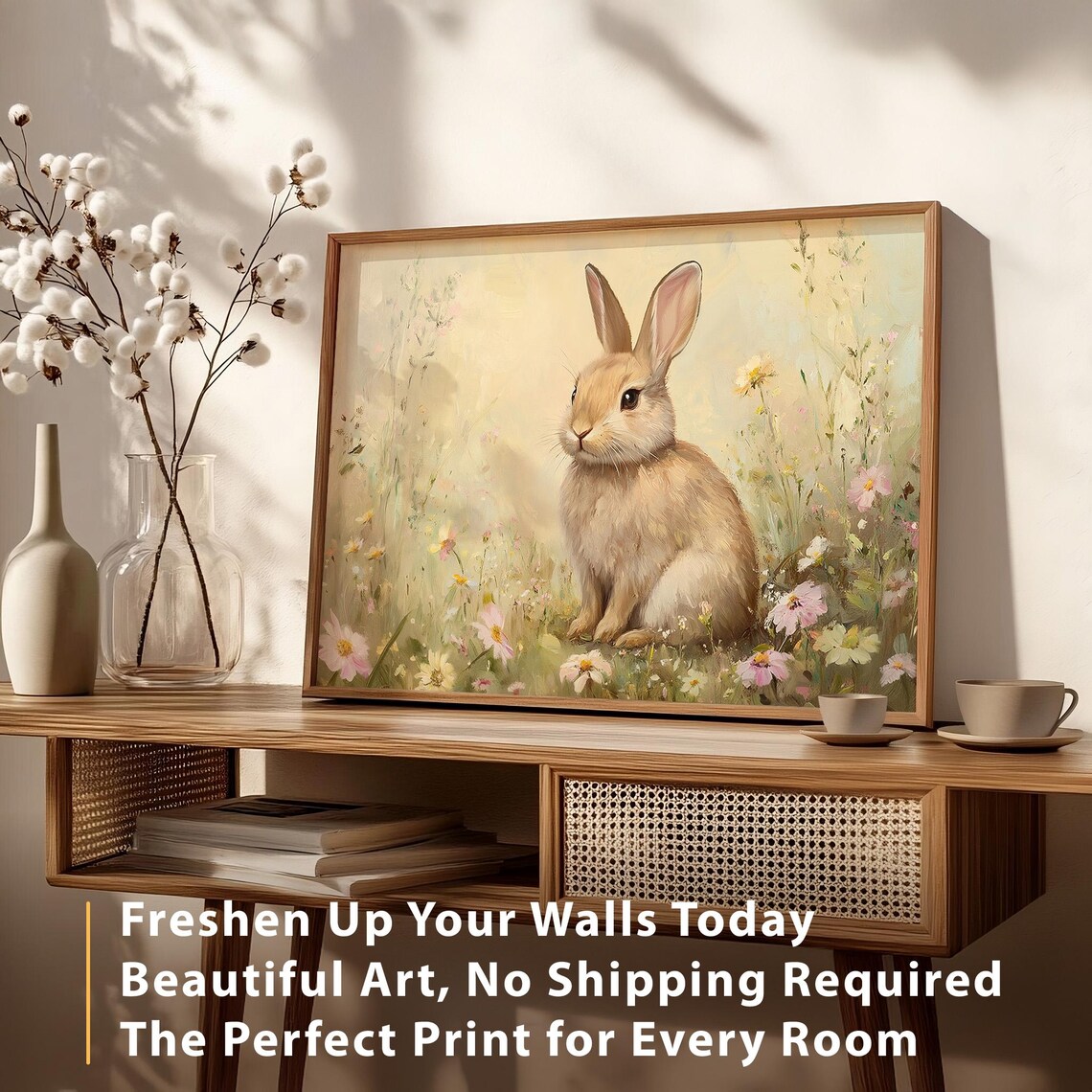 Easter Bunny Art Print, Cute Neutral Nursery Decor - Image 4